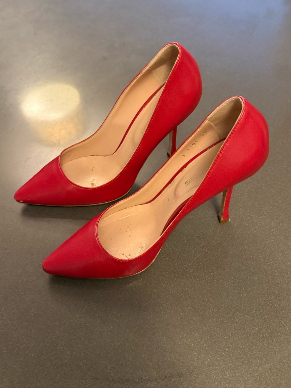 Sergio Rossi Red Pointed-Toe Stiletto Pumps